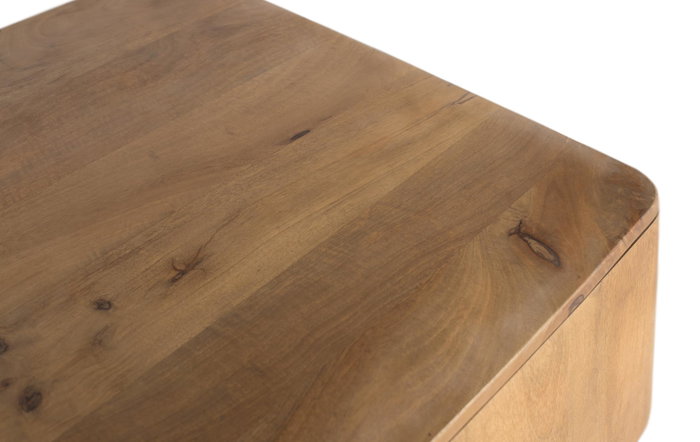 GINER Y COLOMER Table basse en bois de manguier naturel avec coins arrondis - Design moderne et épuré
